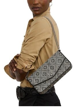 Lauren Ralph  Medium Geo Motif Woven Convertible Clutch Shoulder Bag